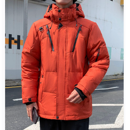 Men’s Insulated Puffer Jacket, High Neck & Removable Hood
