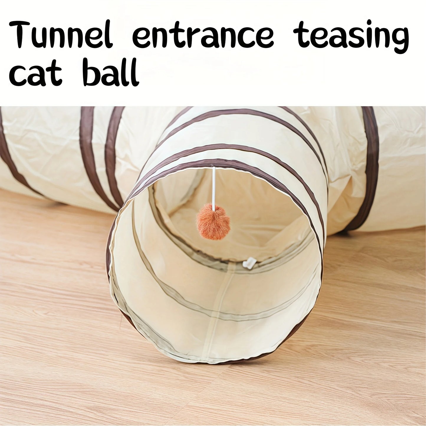 Foldable Cat Tunnel – Easy-to-Store Striped Play Toy for Cats