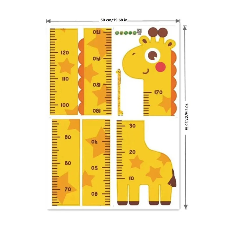 Height Chart Wall Sticker – Cute Cartoon Unicorn, Dinosaur & Giraffe Design