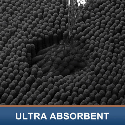 Olanly Chenille Bathroom Rug, Non-Slip, Soft & Machine Washable Mat with PVC Backing