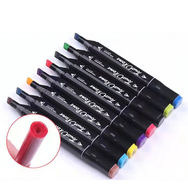 24-80 Colors Oily Art Marker Pen Set for Draw Double Headed Sketching