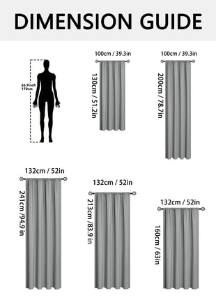Modern 2-Piece Blackout Curtains, Rod Pocket Window Panels for Bedroom, Living Room & More