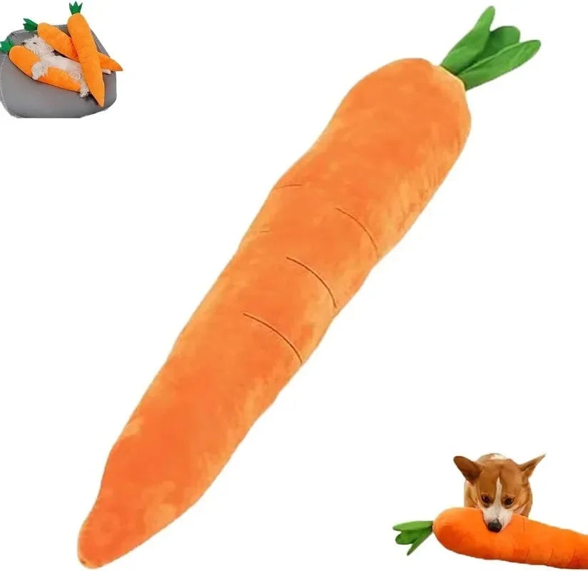 Extra Large 29.5” Carrot Dog Toy – Plush Squeaky Chew Toy for Calming & Playful Puppies and Dogs