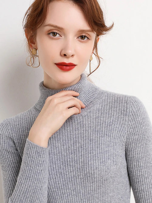 Women’s Knitted Turtleneck Sweater – Soft Cashmere-Blend Pullover for Fall & Winter