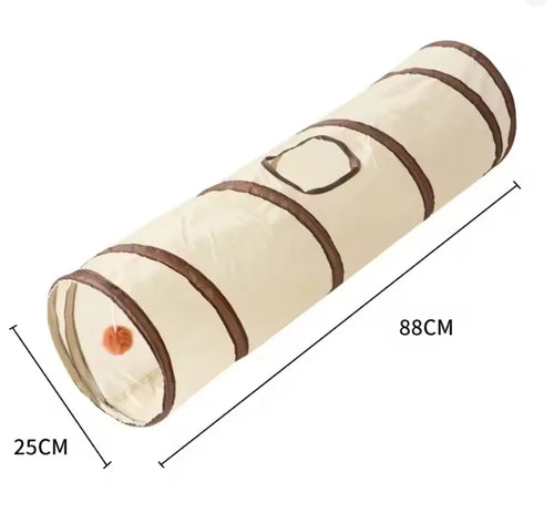 Foldable Cat Tunnel – Easy-to-Store Striped Play Toy for Cats