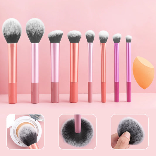 Complete 9pcs Makeup Tool Set – 8 Brushes + Wet & Dry Puff