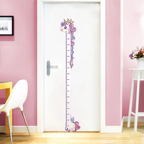 Height Chart Wall Sticker – Cute Cartoon Unicorn, Dinosaur & Giraffe Design
