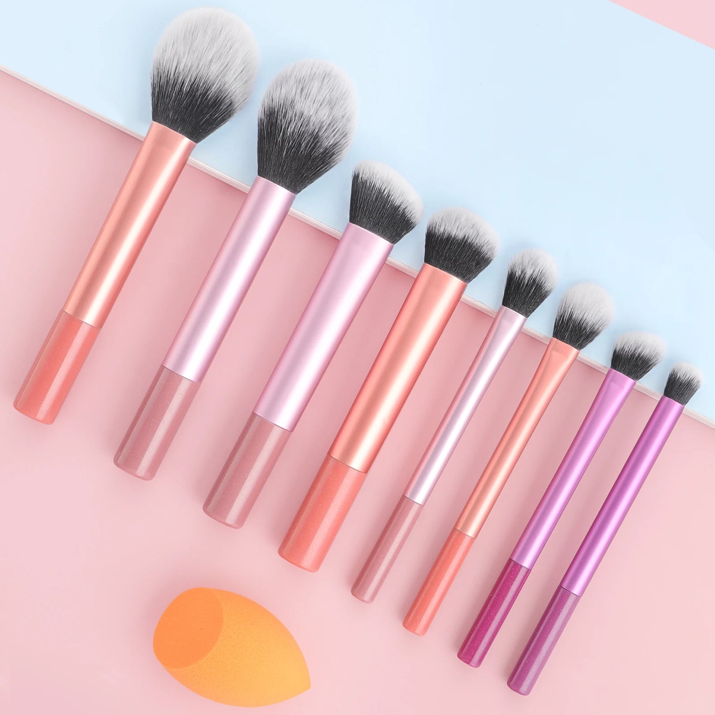 Complete 9pcs Makeup Tool Set – 8 Brushes + Wet & Dry Puff