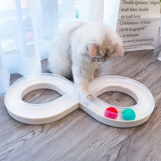 Spinning Cat Track Ball Toy, Interactive Turntable Play Toy for Boredom Relief & Active Kittens
