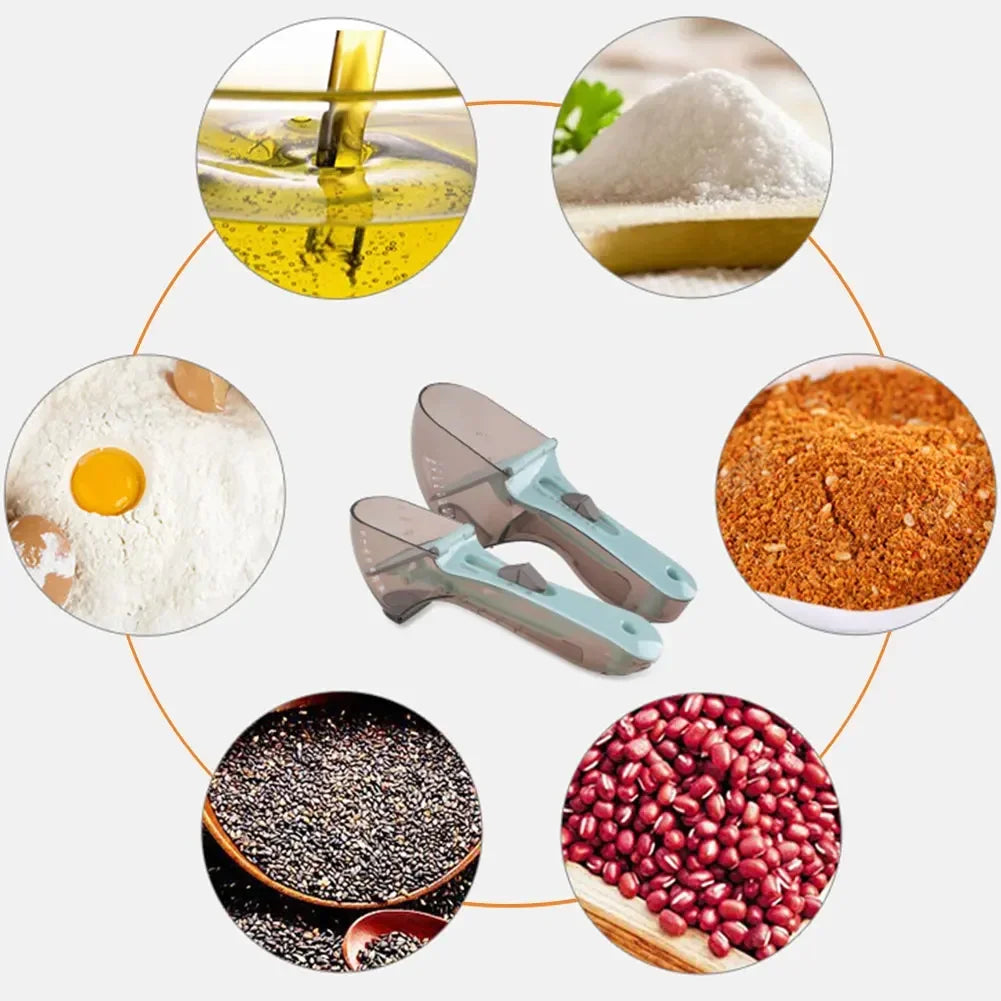 Adjustable Measuring Spoon, Plastic Kitchen Tool with Scale for Baking, Cooking & Mixing