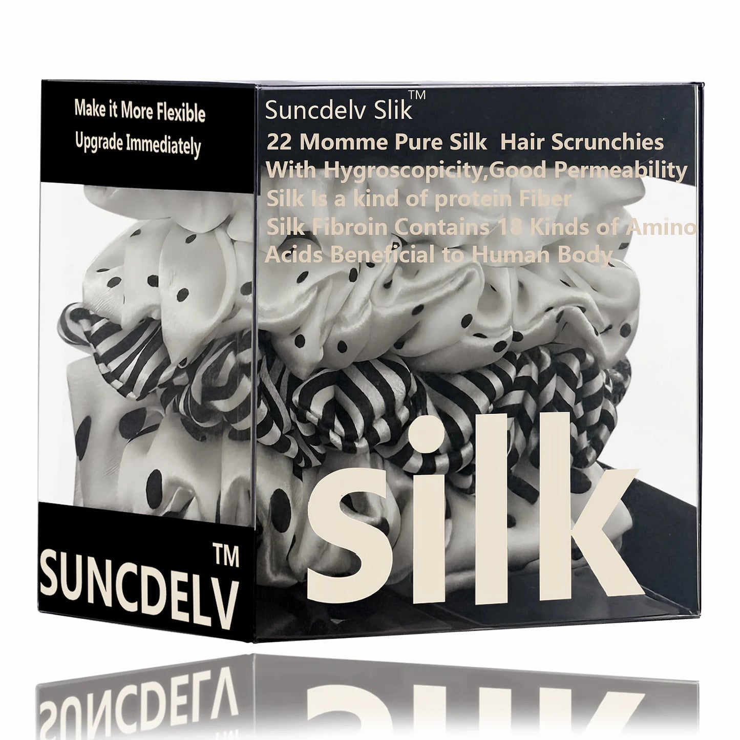 Mulberry Silk Hair Scrunchies Set, 4PCS Handmade Natural Hair Ties for Women