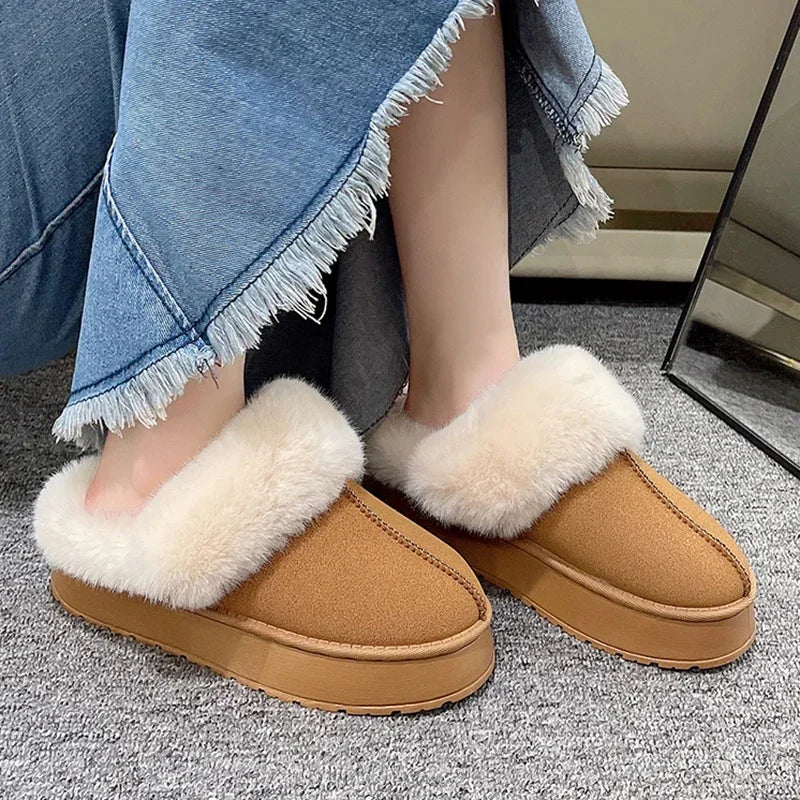 Cozy Women’s Faux Fur Slippers, Thick Sole, Non-Slip & Winter-Ready