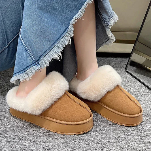 Cozy Women’s Faux Fur Slippers, Thick Sole, Non-Slip & Winter-Ready