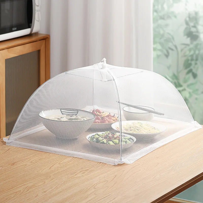 Folding Food Cover – White Square Mesh Protector for Indoor & Outdoor Use