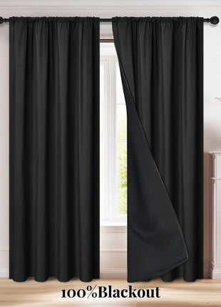 Modern 2-Piece Blackout Curtains, Rod Pocket Window Panels for Bedroom, Living Room & More