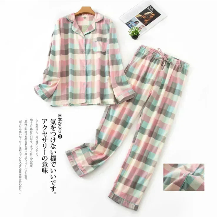 Women’s Plaid Flannel Pajamas, Plus Size Cotton Homewear Set for Fall & Winte