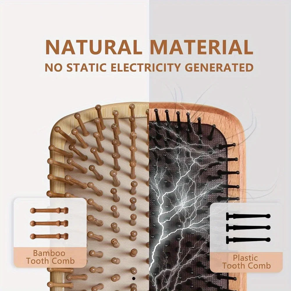 Natural bamboo paddle comb air cushion comb scalp massage anti-static