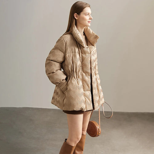 AMII Minimalist Duck Down Puffer Coat Women Winter, Lightweight