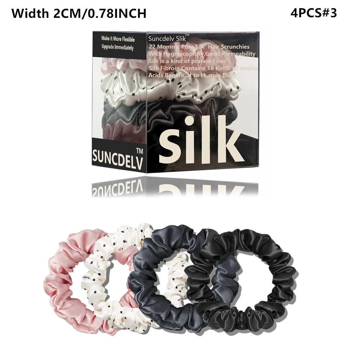 Mulberry Silk Hair Scrunchies Set, 4PCS Handmade Natural Hair Ties for Women