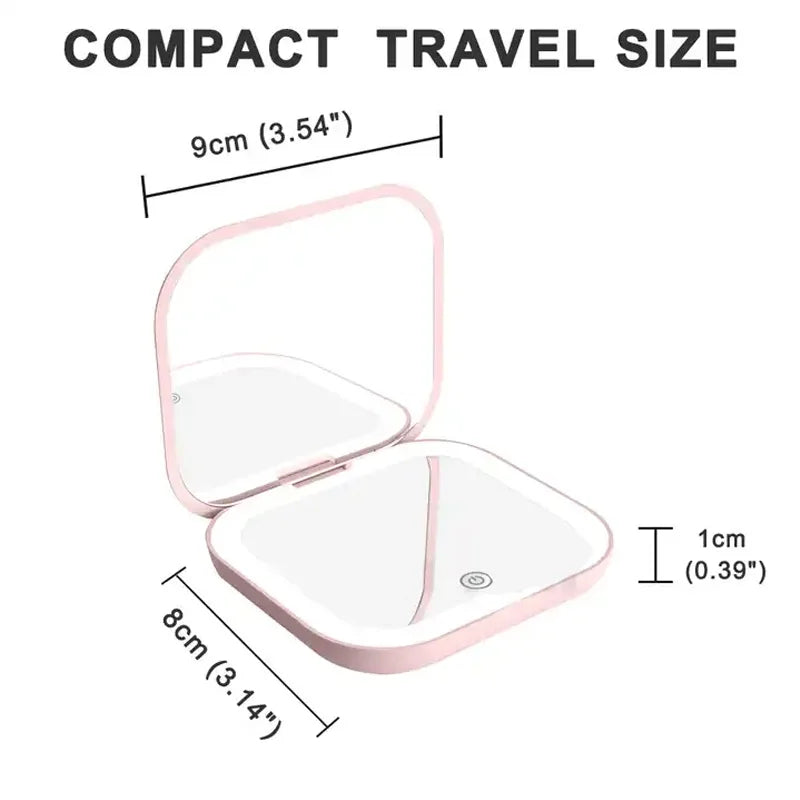 Compact Small Mini Gift Vanity Table Folding Led Lights Portable Hand Mirror
