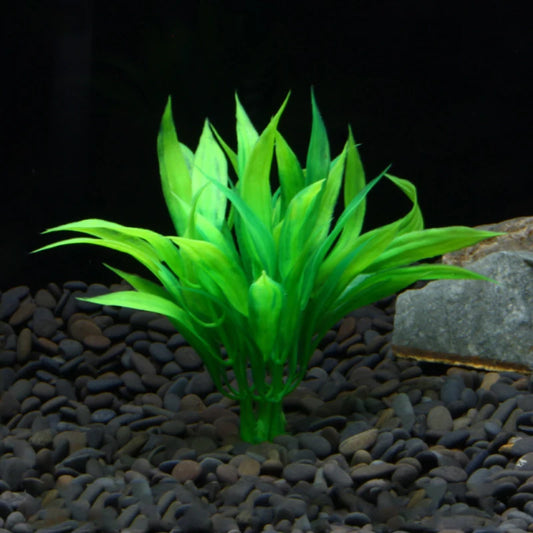 1pc Artificial Aquarium Plant – Green Plastic Water Grass (15cm)