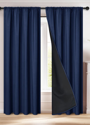 Modern 2-Piece Blackout Curtains, Rod Pocket Window Panels for Bedroom, Living Room & More