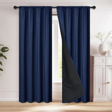 Modern 2-Piece Blackout Curtains, Rod Pocket Window Panels for Bedroom, Living Room & More