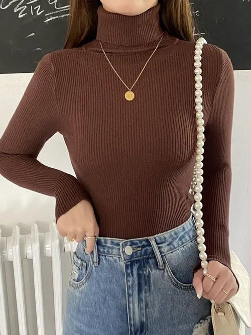 Women’s Knitted Turtleneck Sweater – Soft Cashmere-Blend Pullover for Fall & Winter