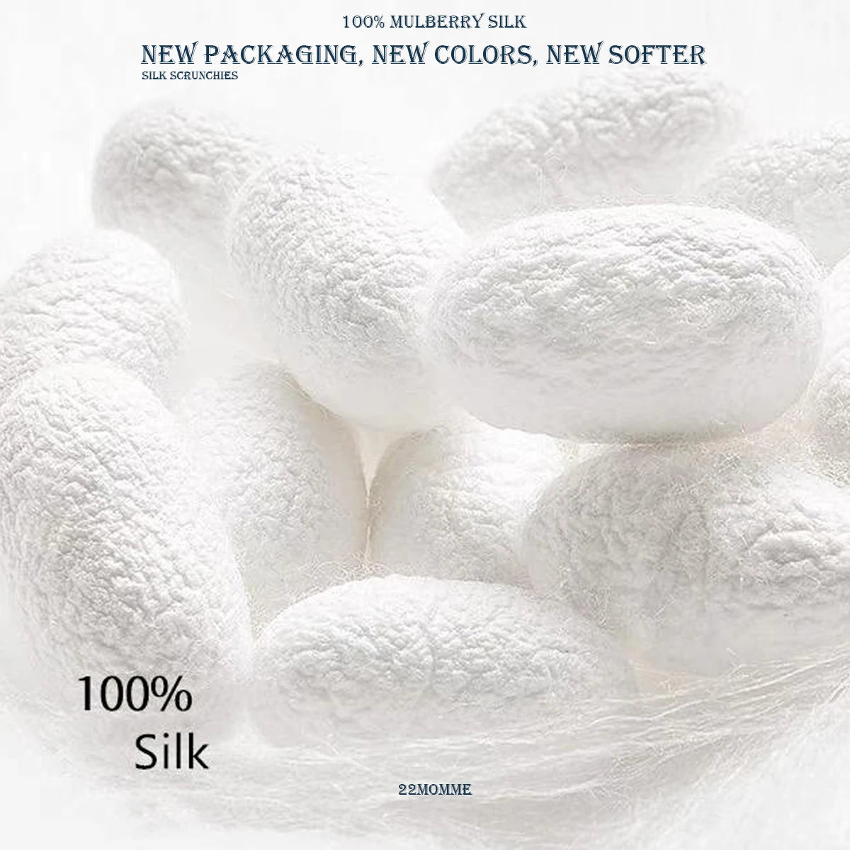 Mulberry Silk Hair Scrunchies Set, 4PCS Handmade Natural Hair Ties for Women