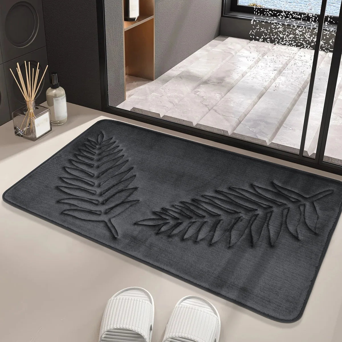 3PCS Set Bath Mats Nonslip Soft Quick Dry Bathroom Soft Rugs Water