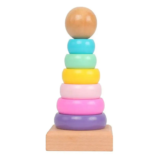 Classic Wooden Rainbow Stacker – Early Development Toy for Babies
