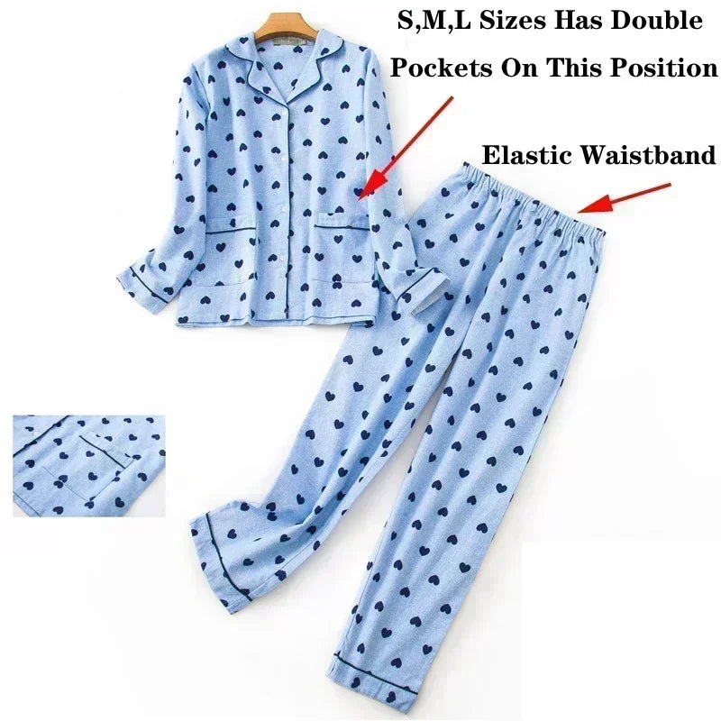 Women’s Plaid Flannel Pajamas, Plus Size Cotton Homewear Set for Fall & Winte