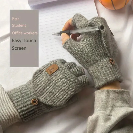 Flexible Knitted Fingerless Winter Gloves – Warm, Thick & Touch Screen Friendly