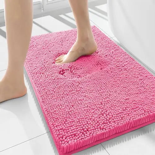 Olanly Chenille Bathroom Rug, Non-Slip, Soft & Machine Washable Mat with PVC Backing