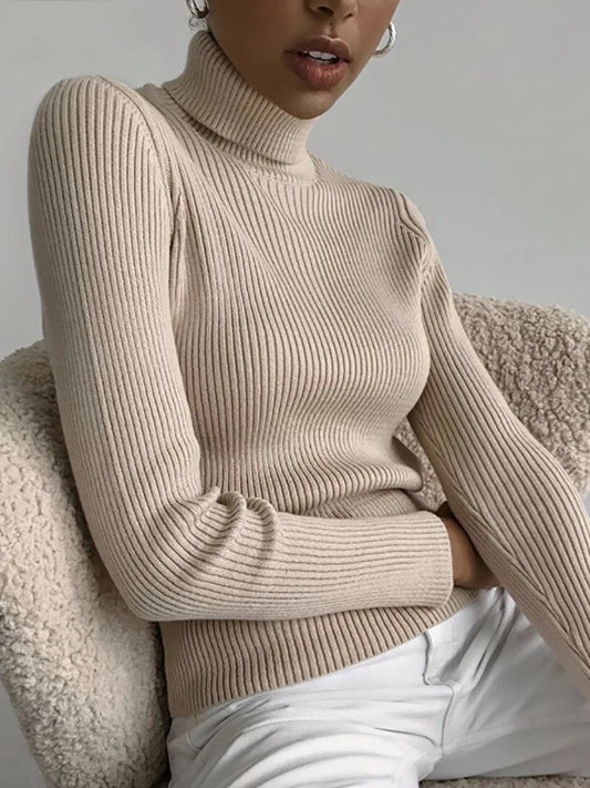 Women’s Knitted Turtleneck Sweater – Soft Cashmere-Blend Pullover for Fall & Winter
