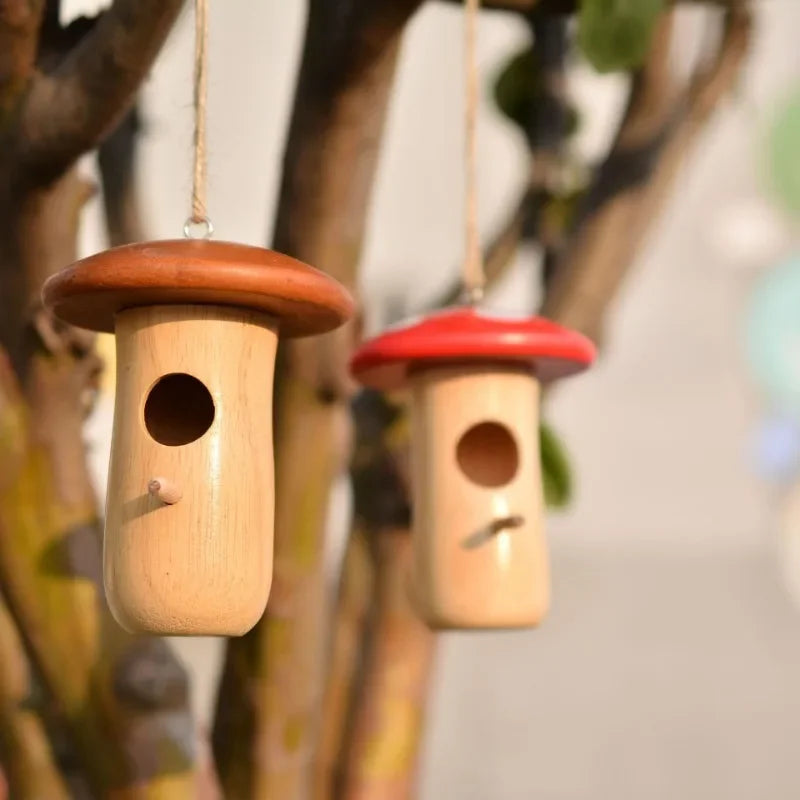 1Pc Outdoor Hummingbird House Natural Wooden Hanging Hummingbird Nest