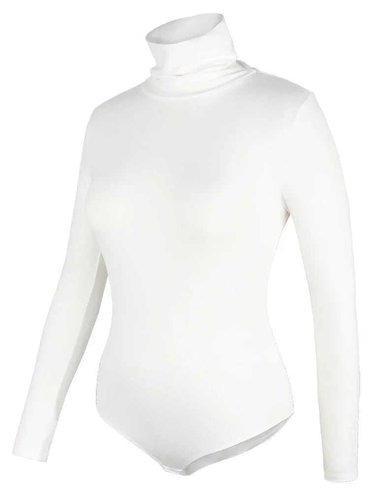 Women’s Stretchy Turtleneck Bodysuit, Long Sleeve Slim Fit Top