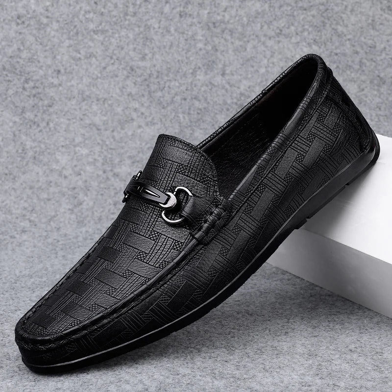 Men’s Leather Loafers, Black Soft Sole Designer Moccasins