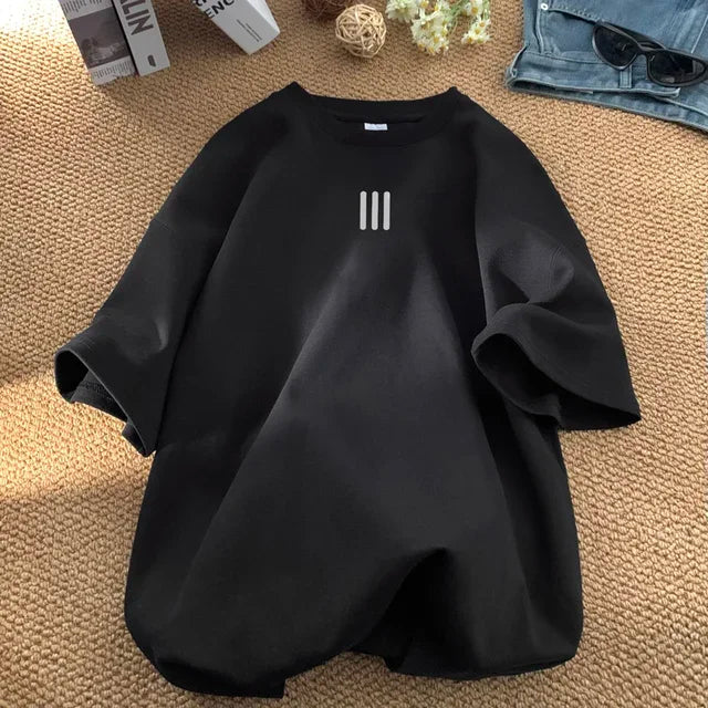 Men’s Oversized Cotton Tee, Casual Summer Fashion Print Shirt