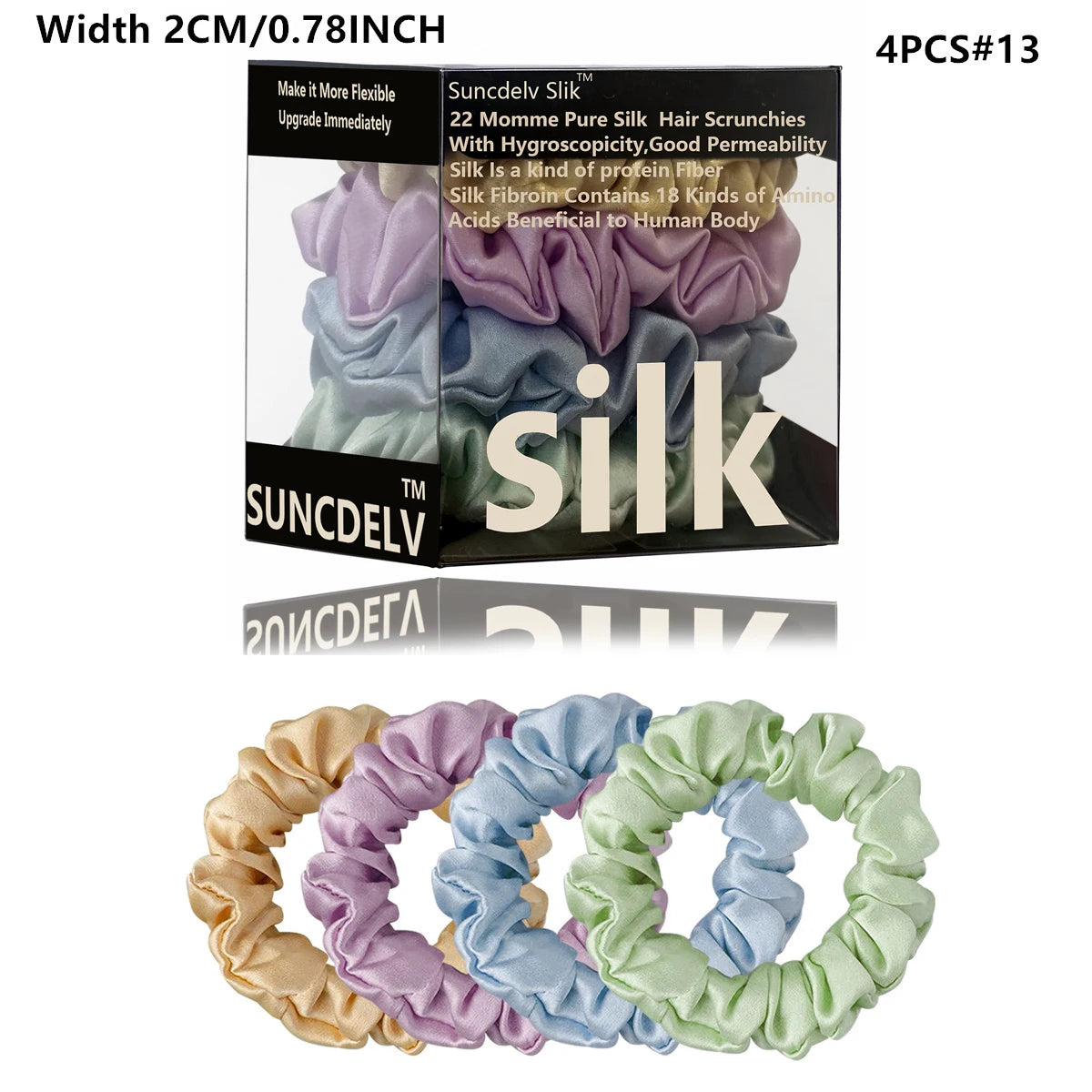 Mulberry Silk Hair Scrunchies Set, 4PCS Handmade Natural Hair Ties for Women