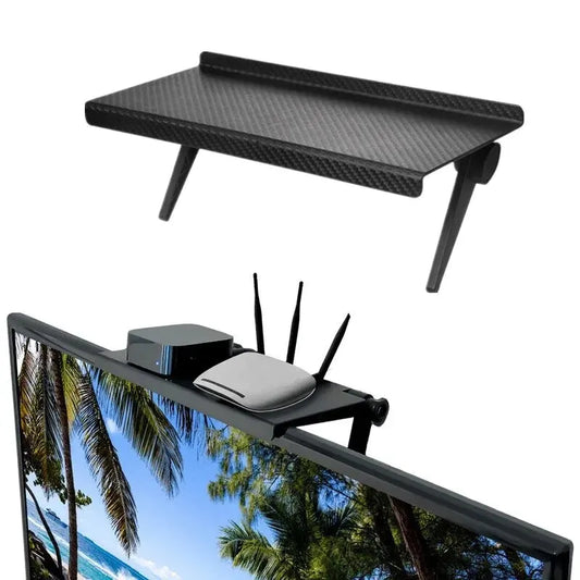 Adjustable Screen Storage Rack – TV & Computer Monitor Shelf for Router & Accessories