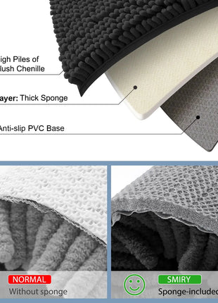 Olanly Chenille Bathroom Rug, Non-Slip, Soft & Machine Washable Mat with PVC Backing