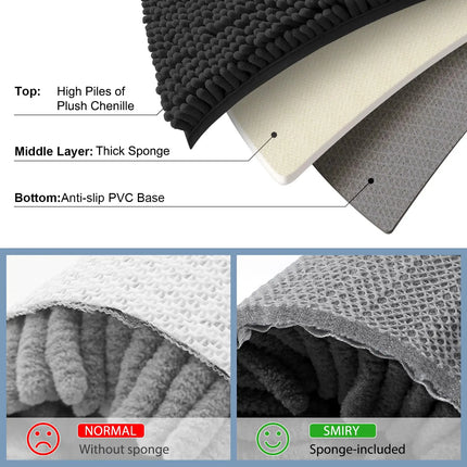 Olanly Chenille Bathroom Rug, Non-Slip, Soft & Machine Washable Mat with PVC Backing