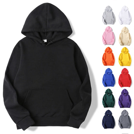 Classic Plain Fleece Hoodie – Unisex Pullover Hooded Sweatshirt