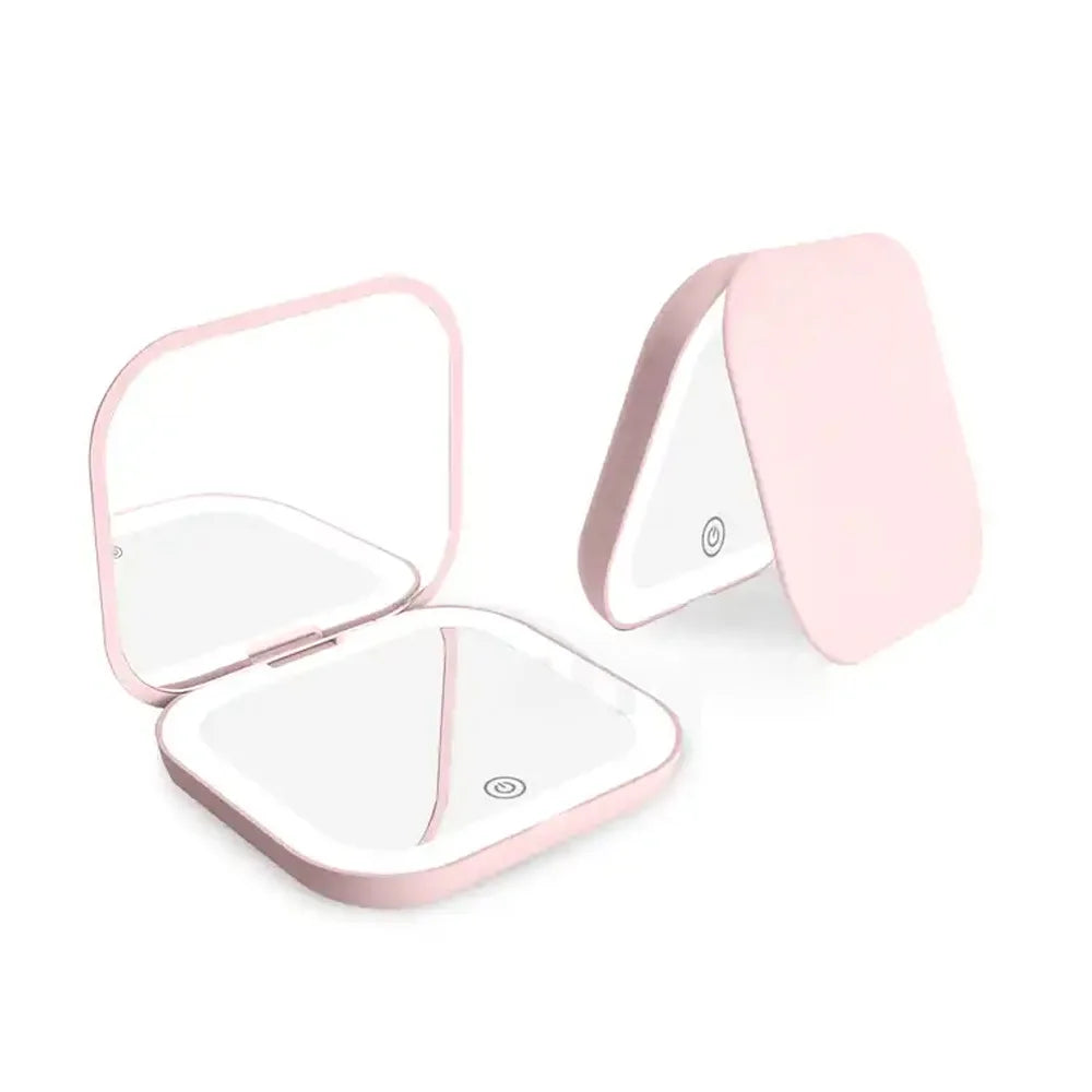 Compact Small Mini Gift Vanity Table Folding Led Lights Portable Hand Mirror