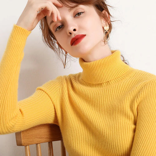 Women’s Knitted Turtleneck Sweater – Soft Cashmere-Blend Pullover for Fall & Winter