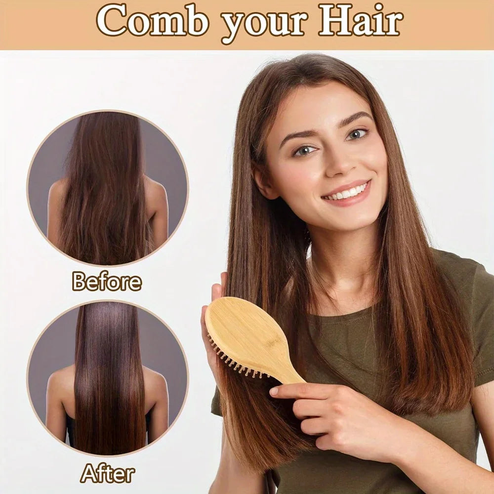 Natural bamboo paddle comb air cushion comb scalp massage anti-static