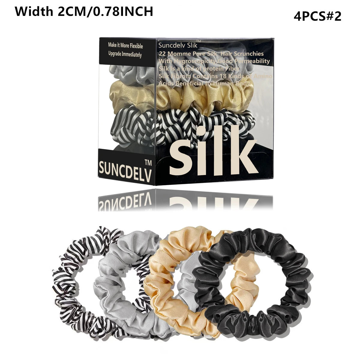 Mulberry Silk Hair Scrunchies Set, 4PCS Handmade Natural Hair Ties for Women