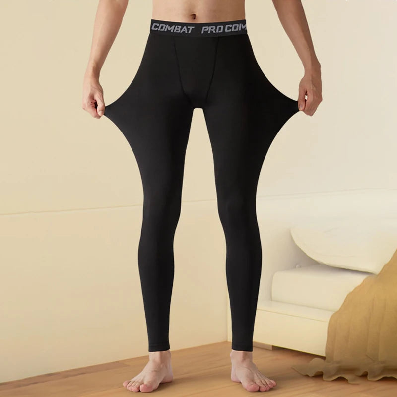 Men’s Thermal Fleece Compression Pants – Winter Base Layer for Running & Sports