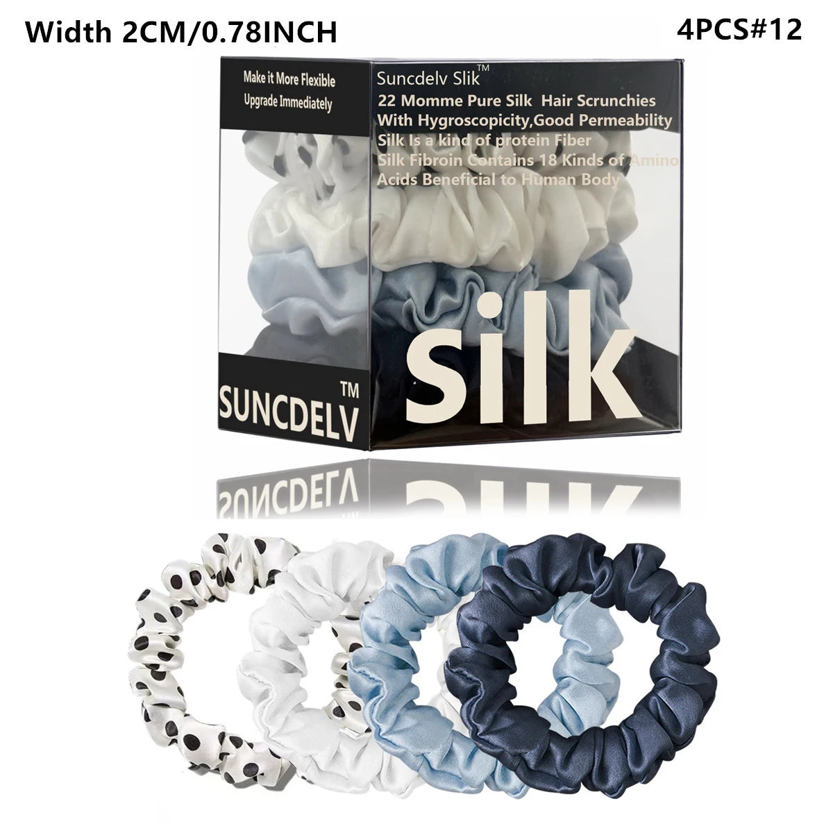 Mulberry Silk Hair Scrunchies Set, 4PCS Handmade Natural Hair Ties for Women